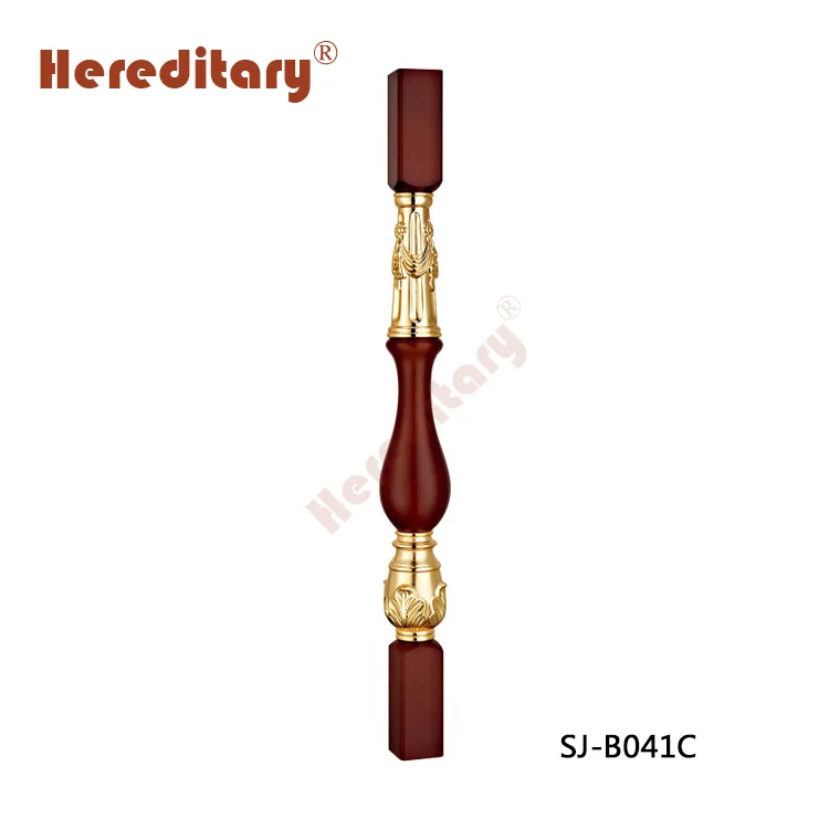 Interior decoration brass stair rod and copper clip wood stair railing