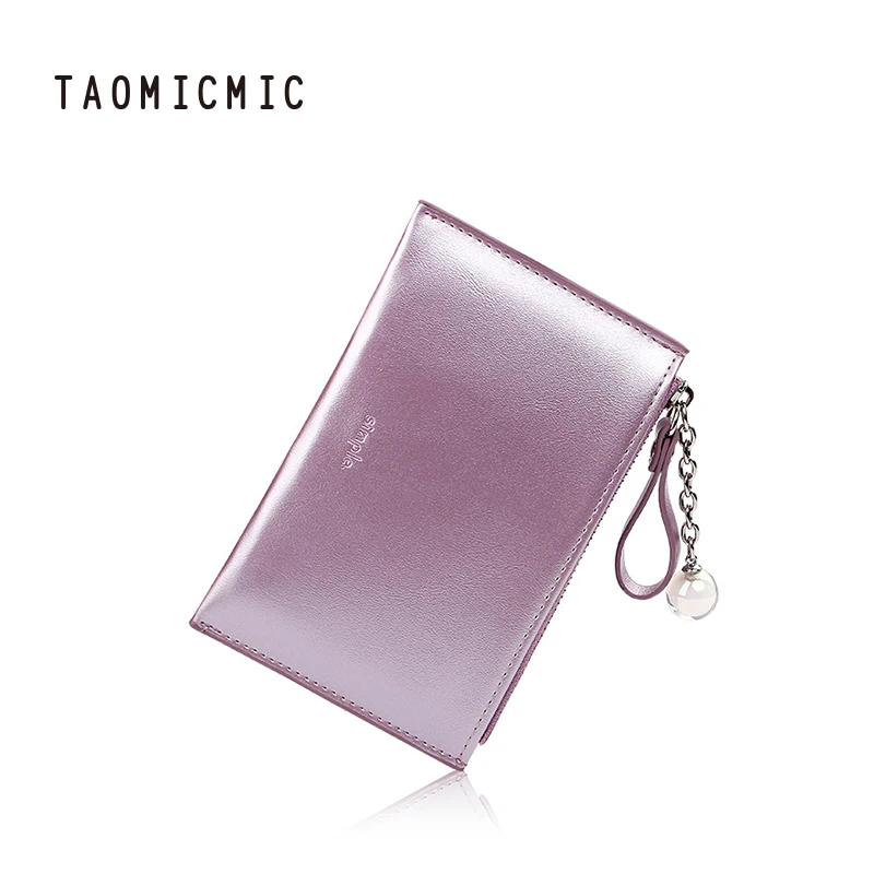 TAOMICMIC  PU Business Credit Card Holder Slim Wallet Pink Leather Coin purse for Women