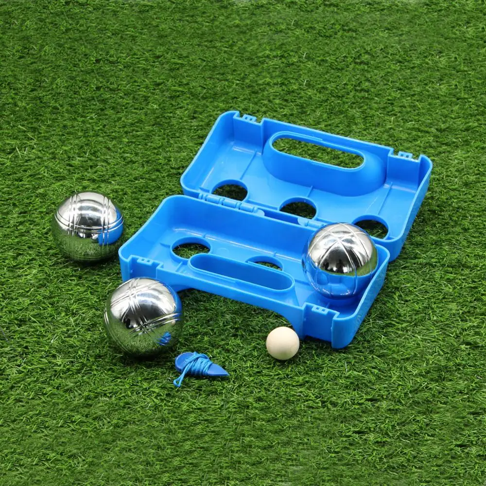 3 metal petanque boules ball in plastic box