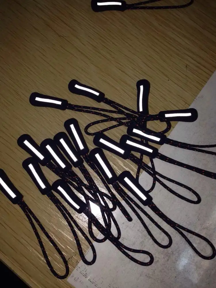 Reflective zipper TPU PVC  Rope Rubber  puller for zipper of  garments and Bags