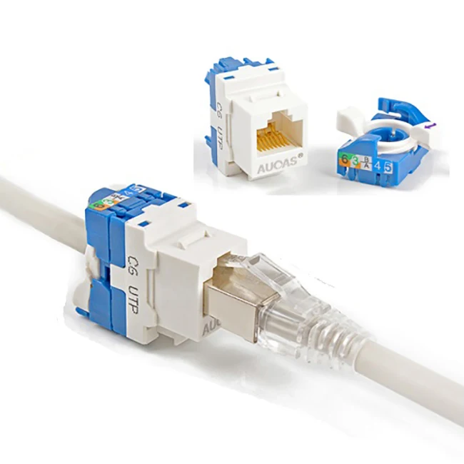 Cat6 UTP RJ45 Rotate Tool-less Keystone Jack Connector Module