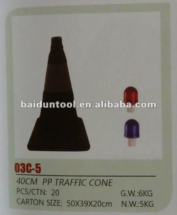 
40CM black PP traffic cone 16