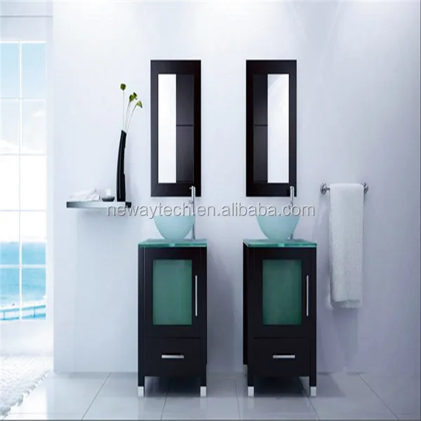 Modern type PVC double sink bathroom vanity with side cabinet