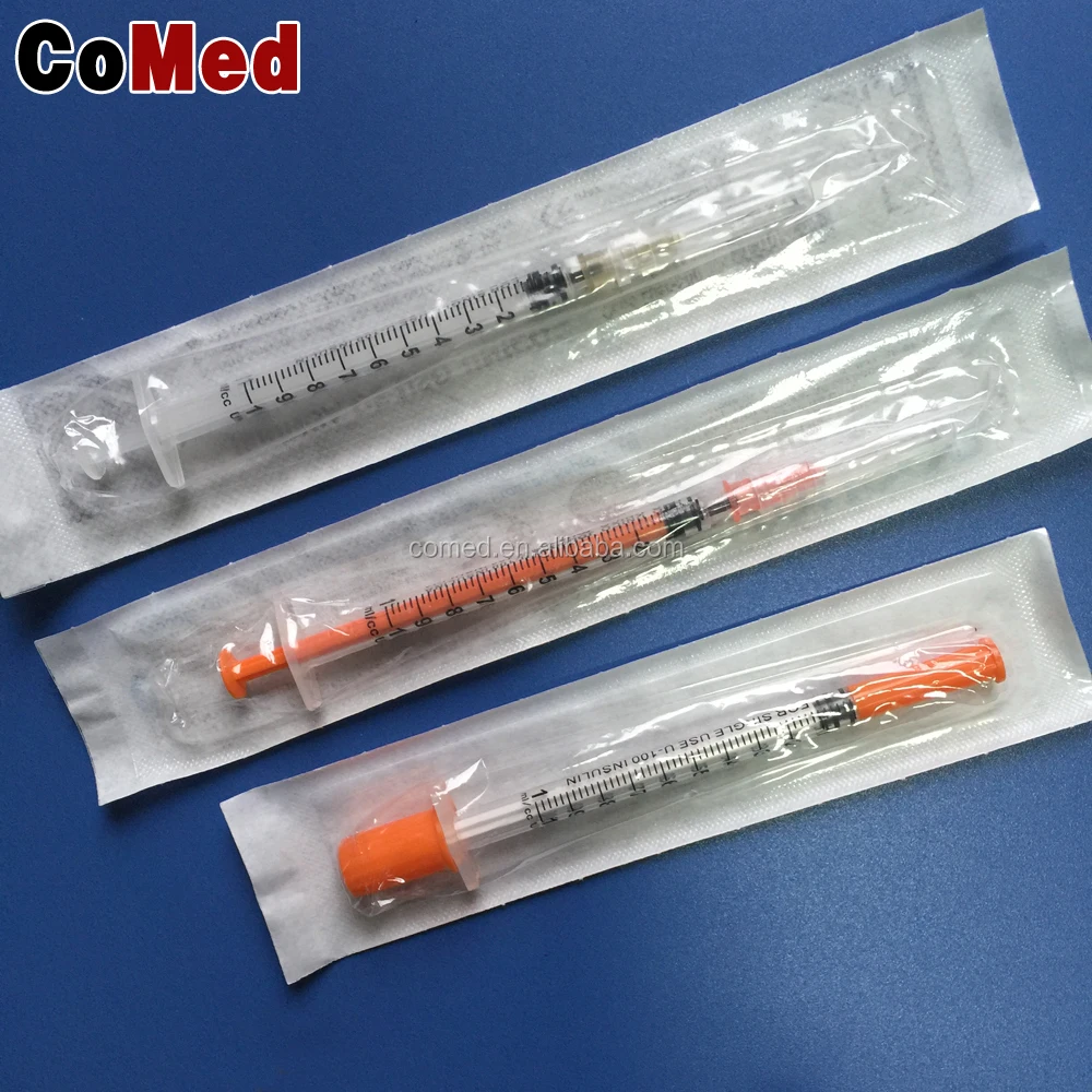 Disposable 100U 30G painless 1 ml orange insulin syringe factory manufacture