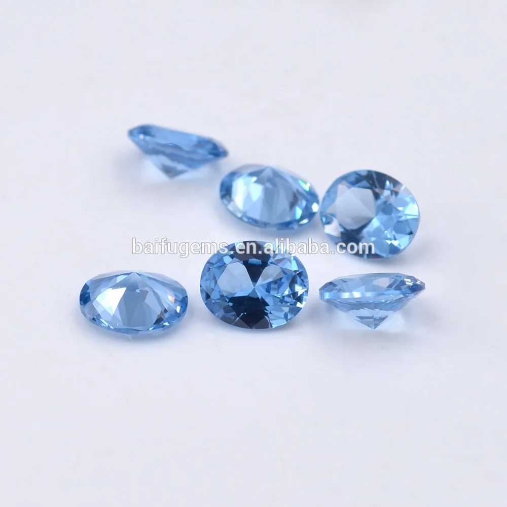 Baifu Best synthetic birthstones 108# 9*11mm oval light aquamarine spinel