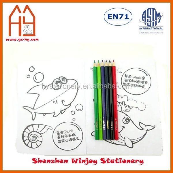 Fashion Design DIY coloring book with 4 pack colour pencils set for kids drawing