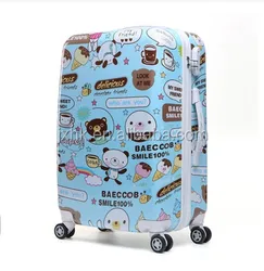 Newest fashion suitcase polycarbonate printing film smart luggage promotion gift travel bags