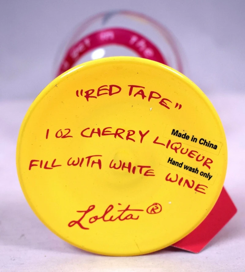 15 oz Lolita Love My Wine Red Tape Hand Painted Goblet Wine Glass