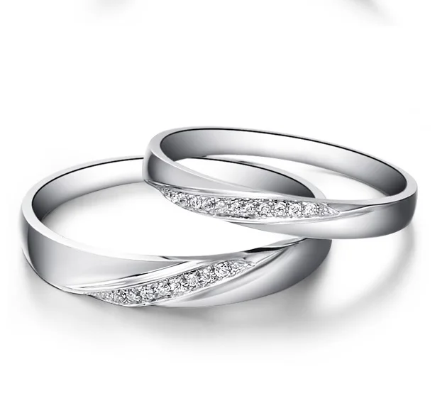 Hot Sale Women and Men 925 Sterling Silver Engagement Ring Wedding bands