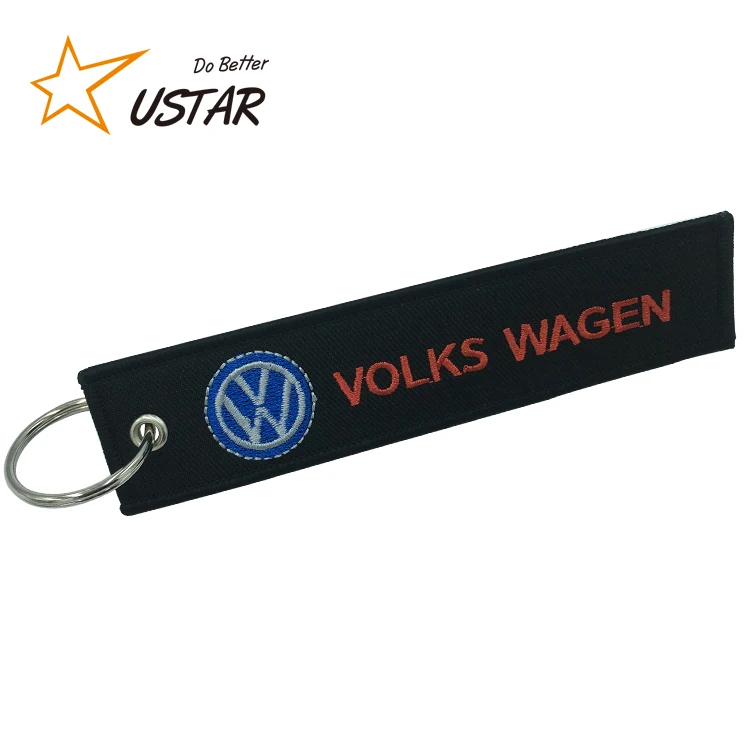 Factory oem custom auto fabric embroidery key tag holder custom made desgin airplane keychain