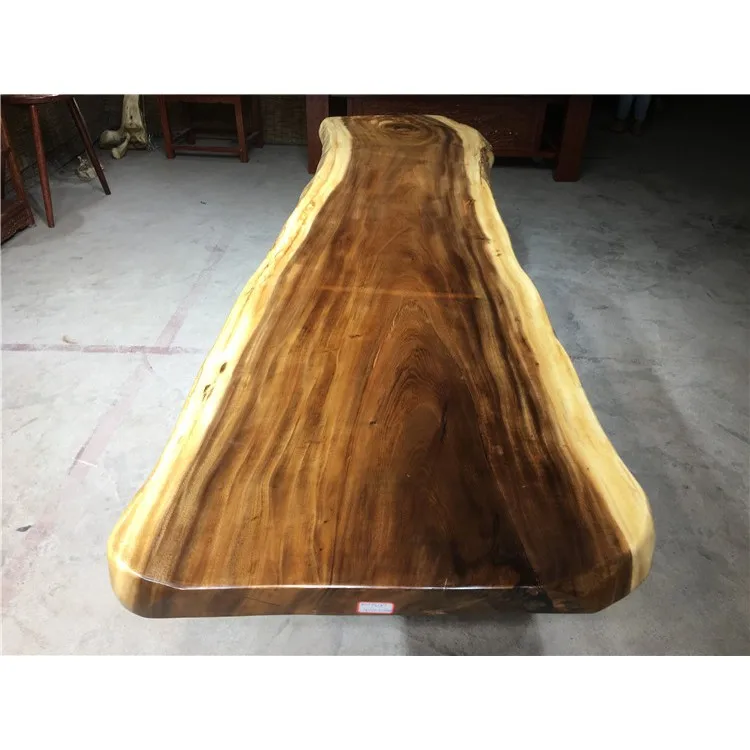 
Professional Design Walnut Wooden Table Top Metal Base Table 