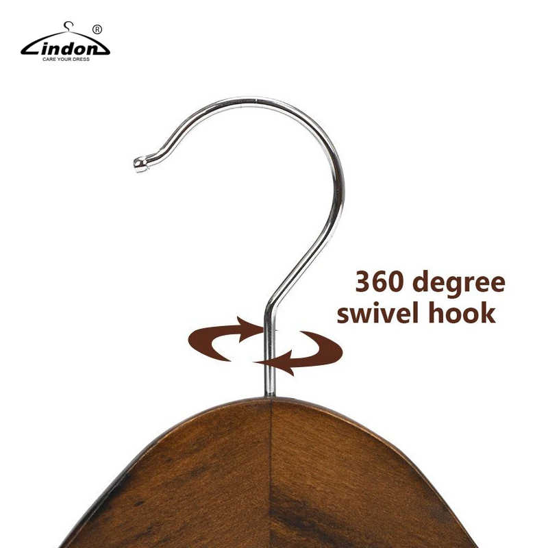 Assessed Supplier LINDON Retro Finished Broad Extra Wide Shoulder Deluxe Wooden Suit Coat Hangers with Bar