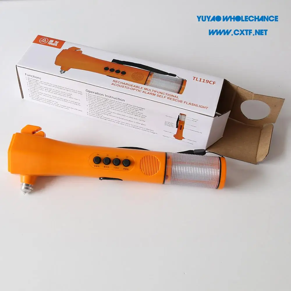 
Acousto-optic Alarm Car Emergency 3.7v Rechargeable Led Flashlight 