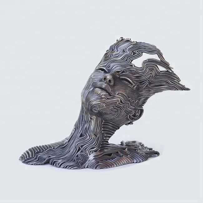 public art urban abstract metal stainless steel human face sculpture for sale