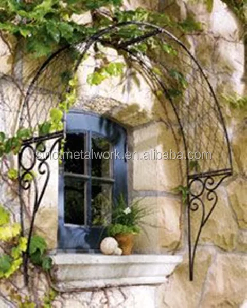 
patio wrought iron window rose arch 