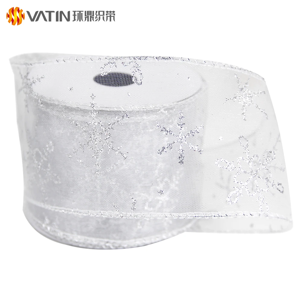 
Full Color Christmas Holiday Ribbon Swirl Wired Sheer Glitter Ribbon Spool Ribbon 