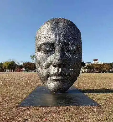 public art urban abstract metal stainless steel human face sculpture for sale