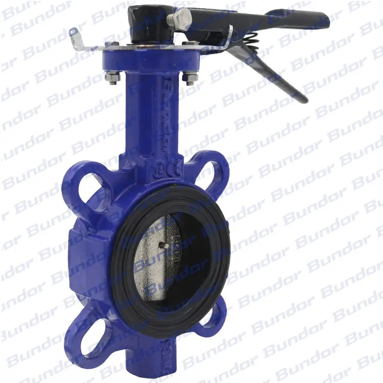 Bundor DN50-200 DI body  PN16 lever rubber seated reliable wafer butterfly valve manufacturer