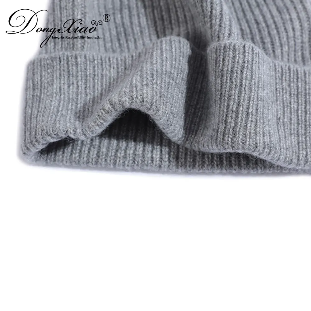 Hot sale custom cashmere warm soft knitted kids or adults hat beanie Fold up Cashmere hat for winter