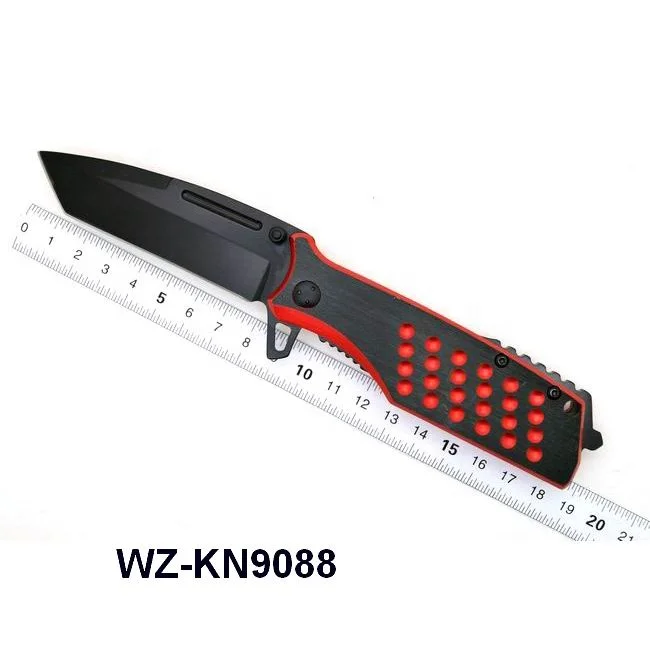 3CR13 stainless steel material type camping survival utility folding brass wood pocket knife