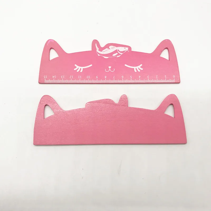 
Cartoon cute cat shaped colorful wooden ruler for kids 