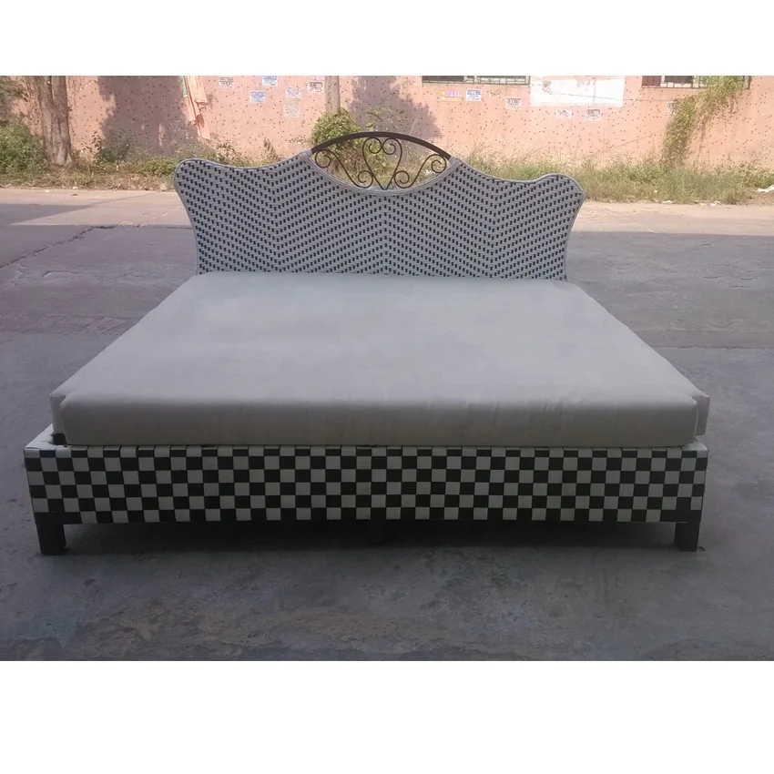 2019 новый дизайн, рама для кровати King или Queen, набор для спальни из ротанга, алюминиевая кушетка для помещений