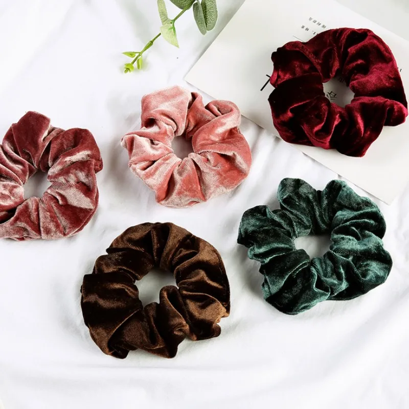 Custom Wholesale Amazon Hot Style Fashion Colors Velvet Hair Scrunchie