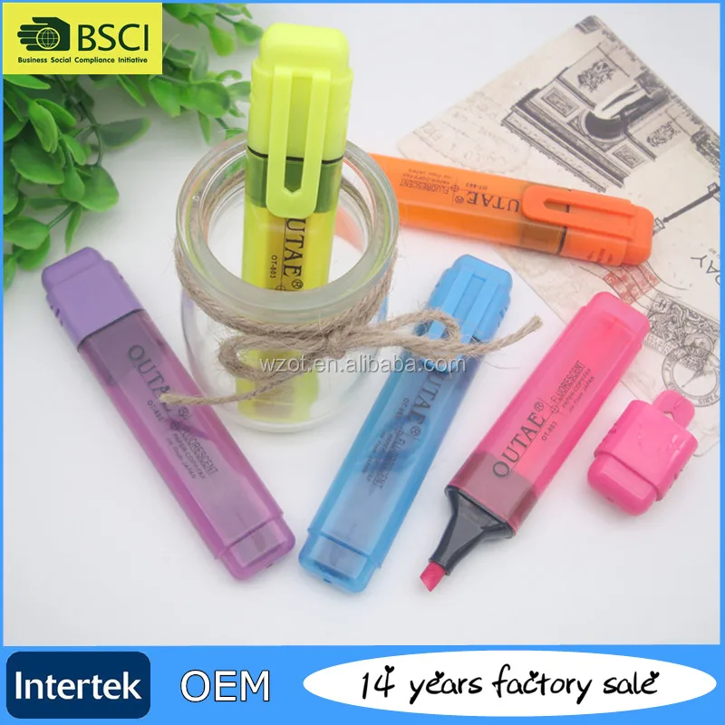
Factory Price New Arrival Flat Barrel Fluorescent Pen Colorful Child Hilighter Marker Pen 