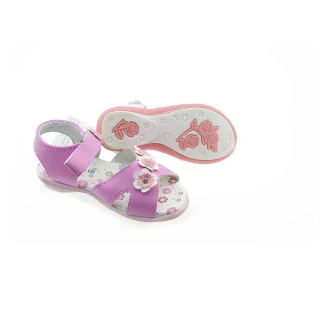 
china kids Pink flower soft baby slip foot wear girls sandals shoes 