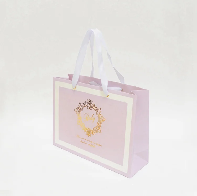 Purple Environmental Shopping Logo Paper Bag Making Factory Handle High-Grade Paper Bag