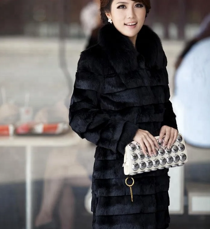 2018 new synthetic fur coat faux fur long type jacket overcoat