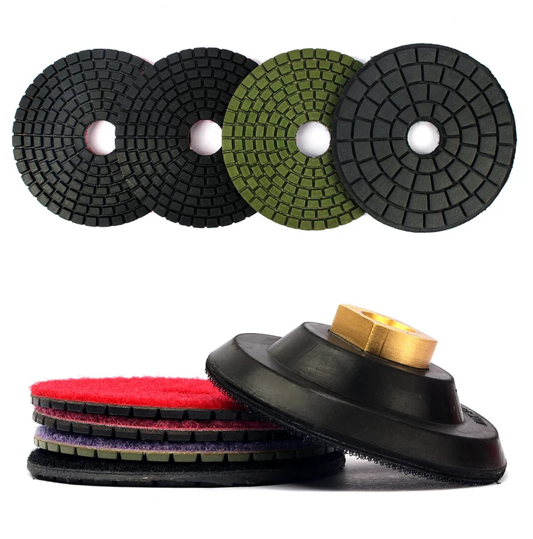 Diamond Polishing Pad 3 Step + Buff Polishing + Rubber Backer Pad Marble Granite Tile Grinding Disc