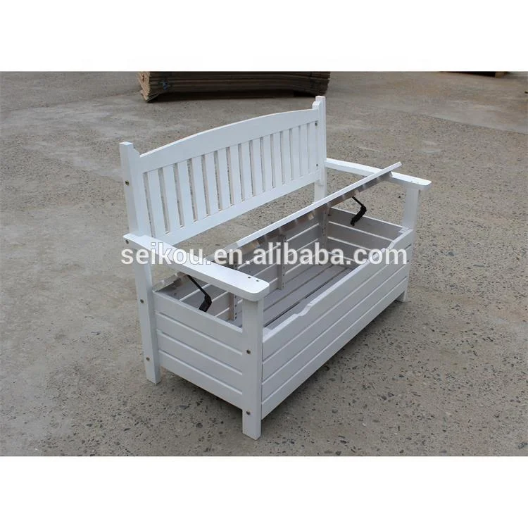 Outdoor Garden White Long Bench with Open Seat