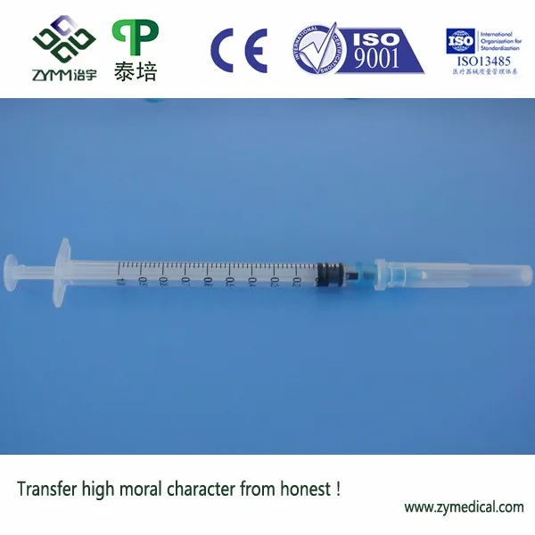 Оптовая продажа, одноразовый шприц meidcal hypodermic 1cc 1 мл с иглой