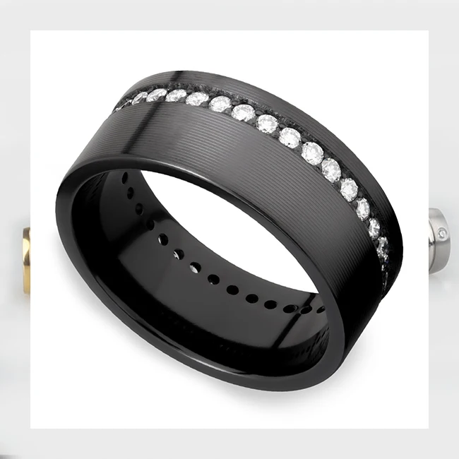 
Unique tire grooved ring cheap black titanium ring beautiful mans engagement ring 