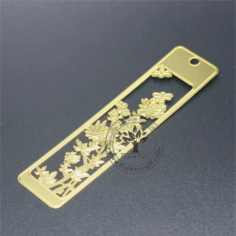 metal material and etching technique custom leaf metal bookmarks for promotion