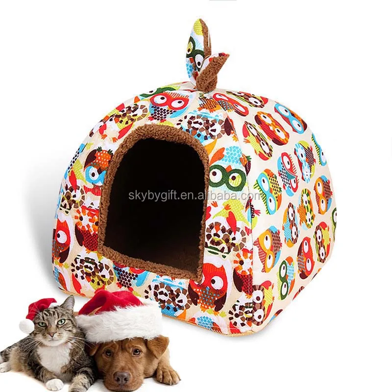 Dropshipping  Soft Yurt Cat Rabbit House Kennel Doggy Warm Cushion Basket Indoor Puppy Home Dog Pet House
