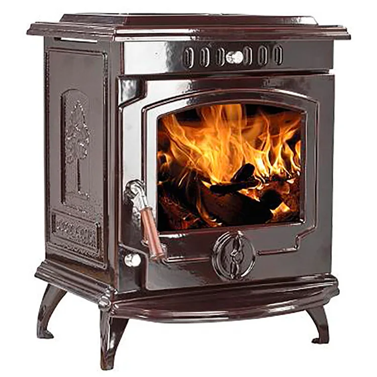 
LF Black Paint And Enamel Brown Indoor Wood Heater Cast Iron Wood Burning Stove For Sale 
