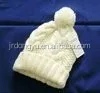 custom mens  solid acrylic cable knit bobble hats beanie with woven label