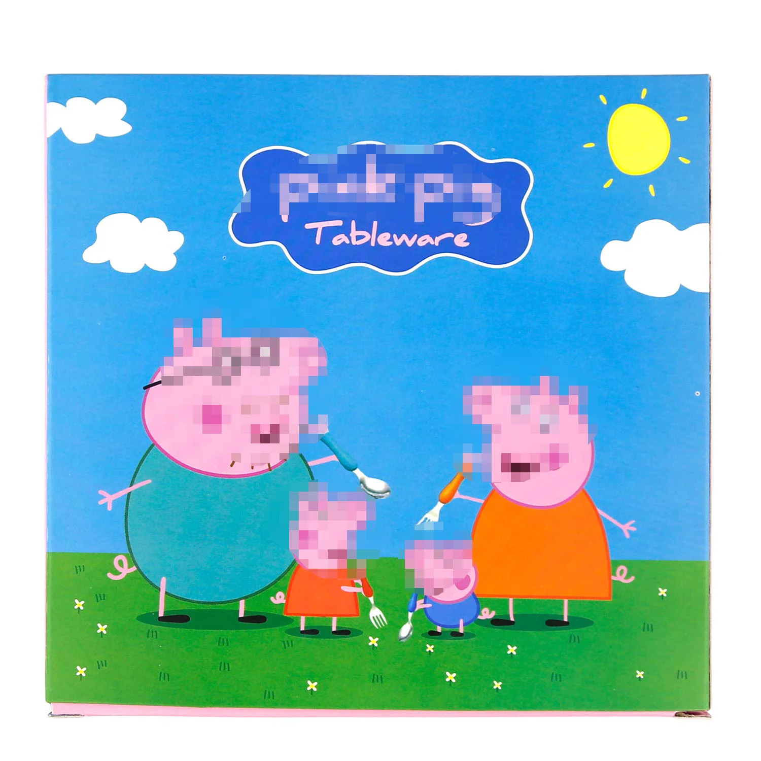 
pink pig Easy Grip Tableware Fork Spoon cutlery Set,Stainless Steel flatware for Children with PP handle 