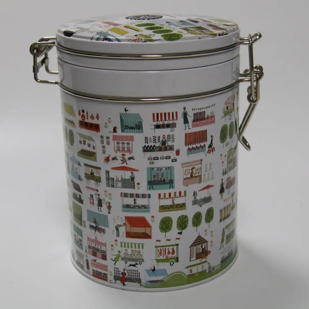 Airtight Coffee Can with Plastic Lid/Metal Clip, Tea Can