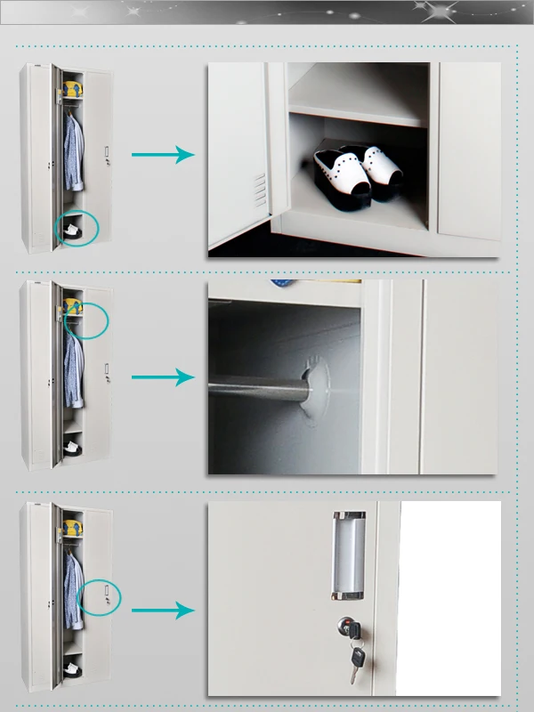 Uniform locker office room use large three column steel wardrobe