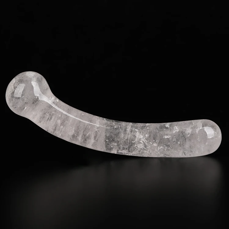 Natural clear quartz crystal dildo curved wands crystal massager for men Health Energy Massage Stick Artificial Penis For Sale