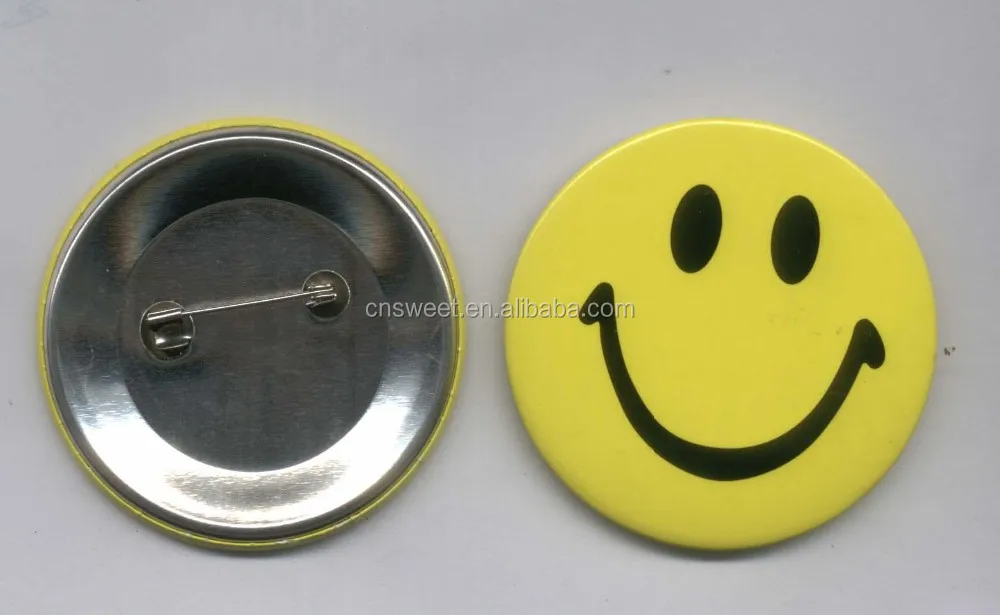 
Safety pin round cute smiley face button metal badge 