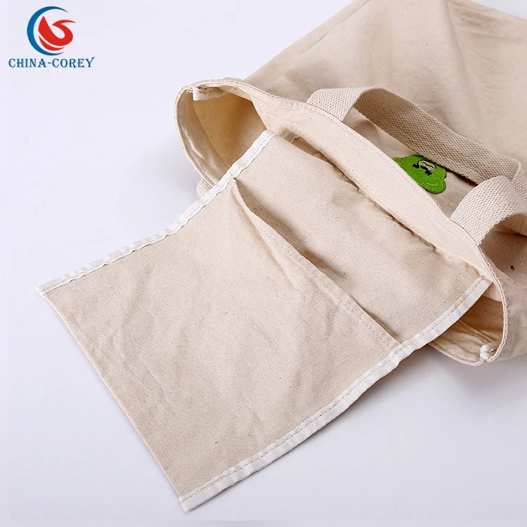 100 cotton canvas cheap shopping bag with inner pocket
