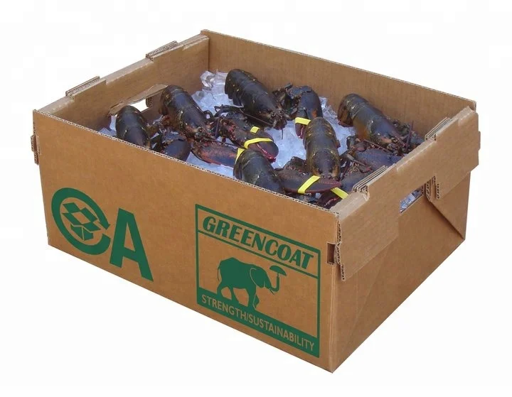 Custom size strong waterproof shrimp packaging waxed frozen food carton box