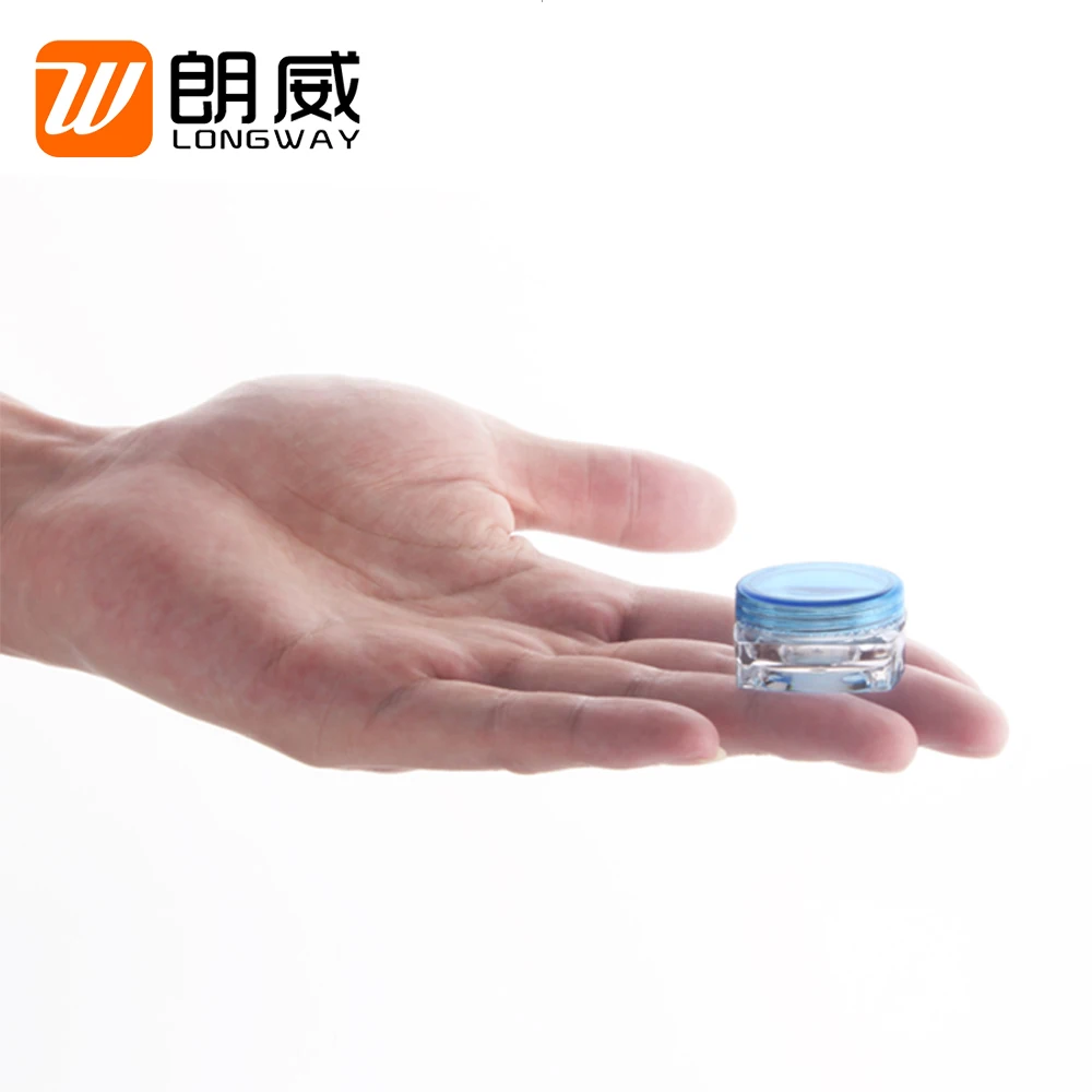 Empty colorful eco friendly small square plastic cream jar with lid 5g for nail dip powder Cosmetic container 5ml