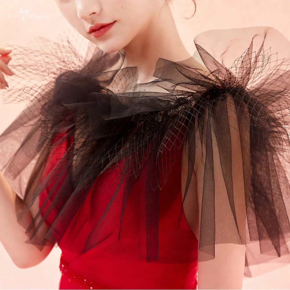 LZP274 реальные фотографии черного цвета, Свадебный Болеро с открытыми плечами, иллюзионная Свадебная шаль