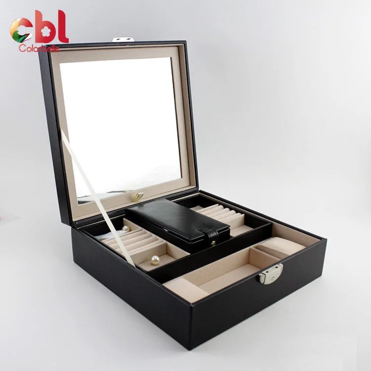 Превосходное качество, оптовая продажа, забавная кожаная зеркальная коробка, коробка для ювелирных изделий
