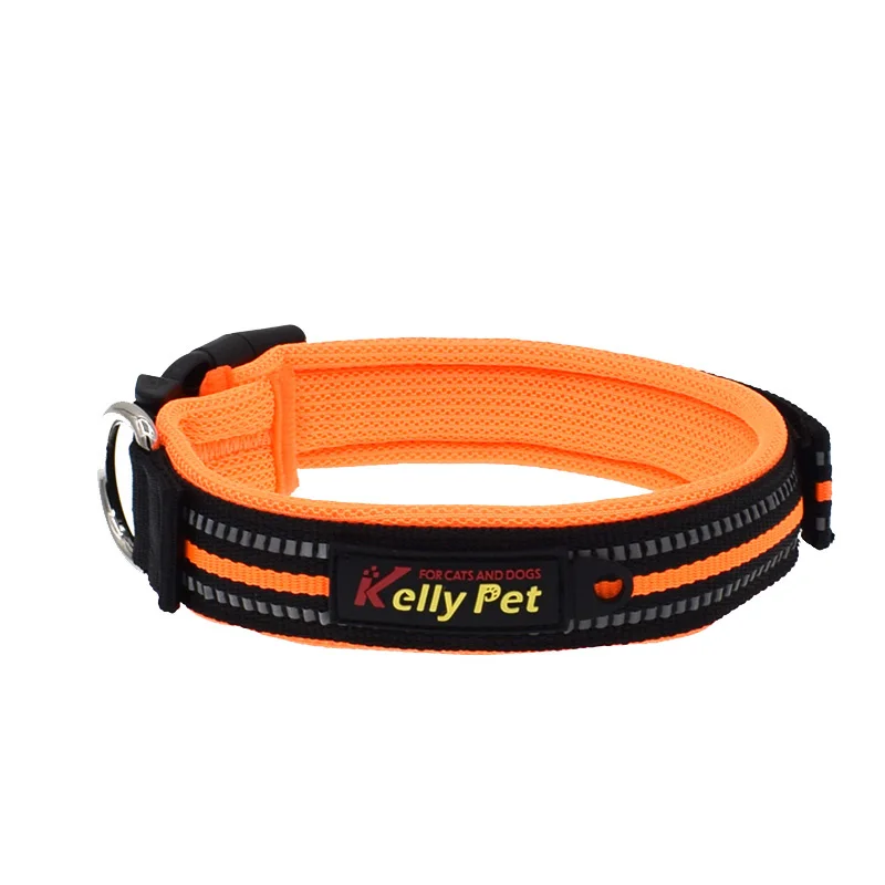 High quality nylon webbing magic tape dog collars dog collar padded double reflective dog collar